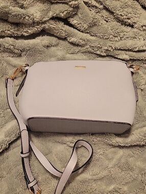 Light Gray/Blue Crossbody Bag with Gold Hardware